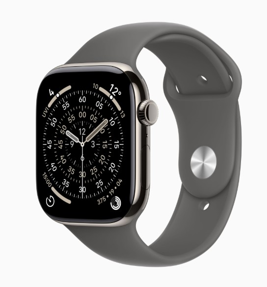 Apple Watch S 11 Cellular 42mm Natural Titanium Case with Stone Grey Sport Band - M/L